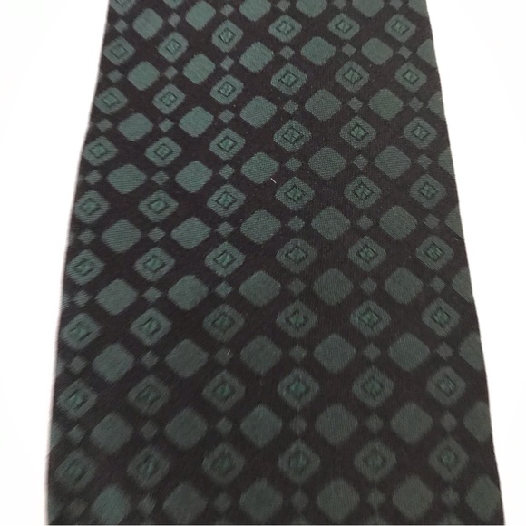 Tie Rich Forest Green Diamonds on Black Background Narrow Vintage Frazin Custom - Picture 3 of 12